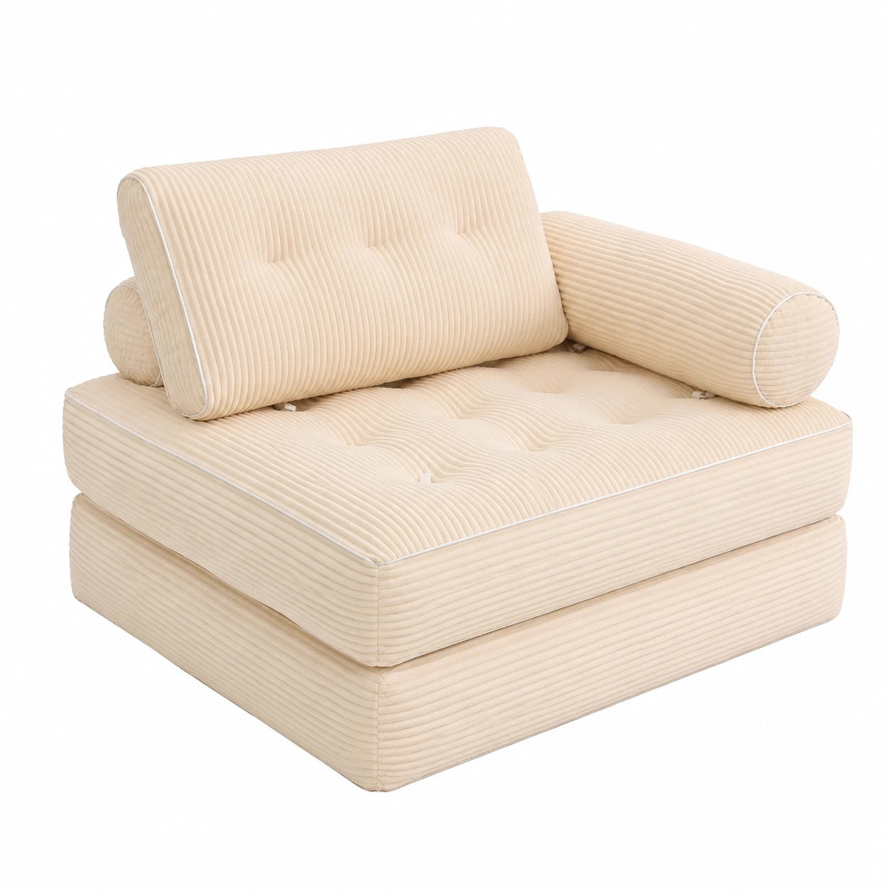 Kompaktes Klappsofa – Vielseitige Lounge, Gästebett & Spielsofa für Wohn- und Schlafzimmer (Beige, 95 cm mit Armlehnen)