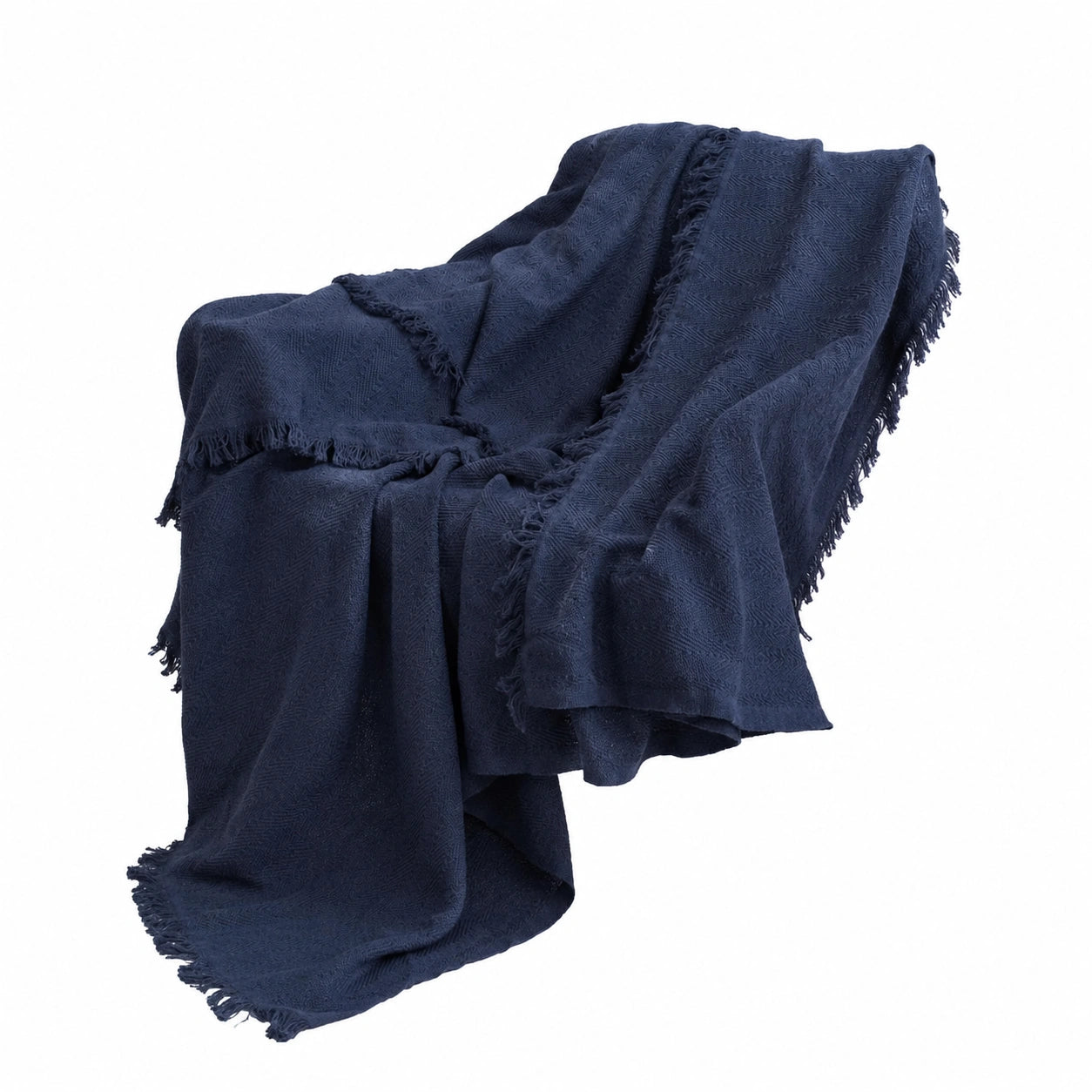 Hochwertige Baumwoll-Kuscheldecke in Marineblau, 170 x 200 cm – Perfekte Überwurfdecke für Sessel, Sofa und Bett