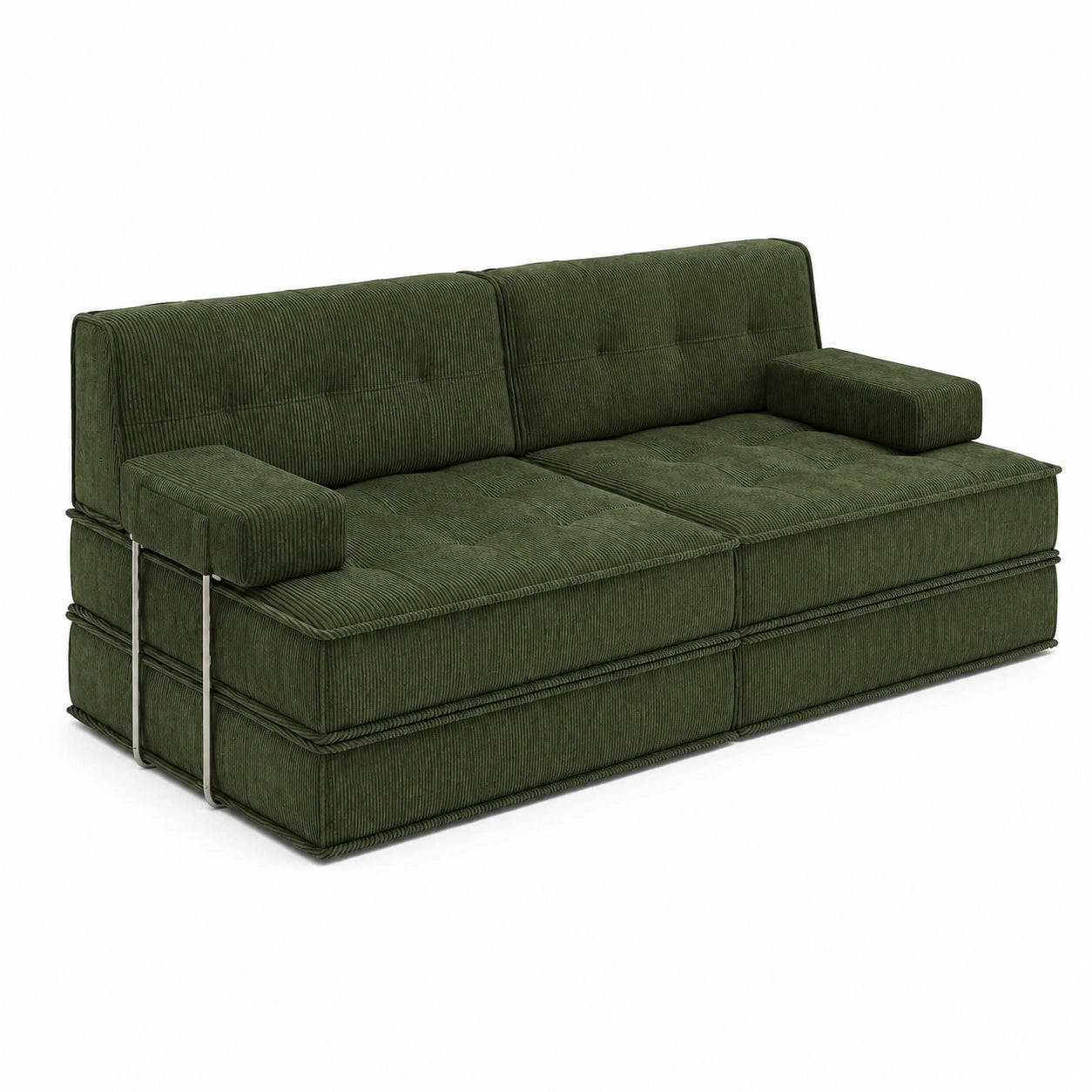 Modulares Schlafsofa 4-Sitzer, klappbare Matratze 200x160cm, bequemer Loveseat ohne Federkern
