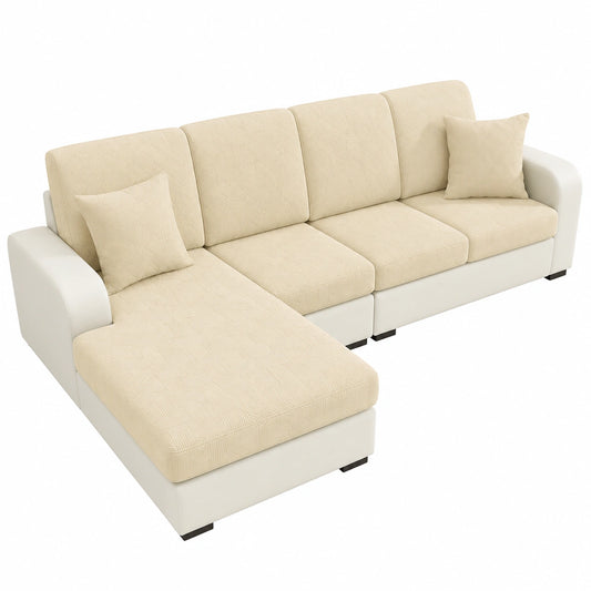 Elastischer Sofakissenbezug rutschfest, waschbar in Beige, 1-Sitzer