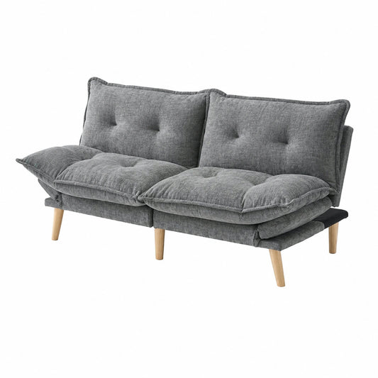 LINSY HOME 2-Sitzer Klappsofa mit Chenillebezug, Verstellbare Rückenlehne, Schlafsofa 180x106 cm, Dunkelgrau für Wohn- und Schlafzimmer