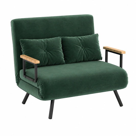 Multifunktionales HOMCOM 2-Sitzer Schlafsofa in Samtoptik, Verstellbare Rückenlehne, Grün