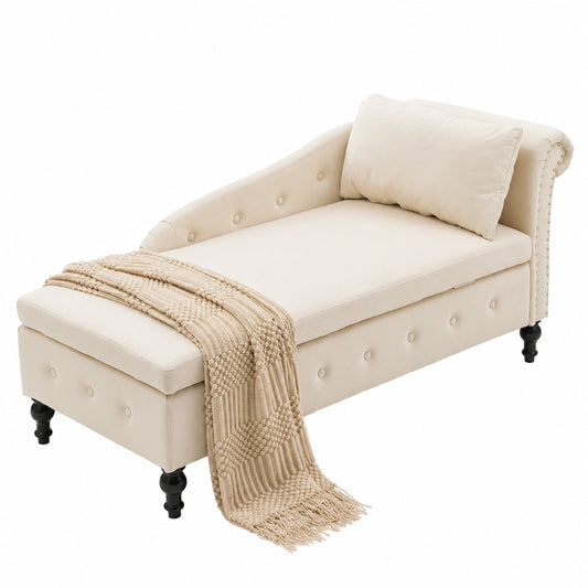 Moderner Samt Schlafsessel mit Stauraum und Holzbeinen - Elegante Recamiere für Ihr Wohnzimmer