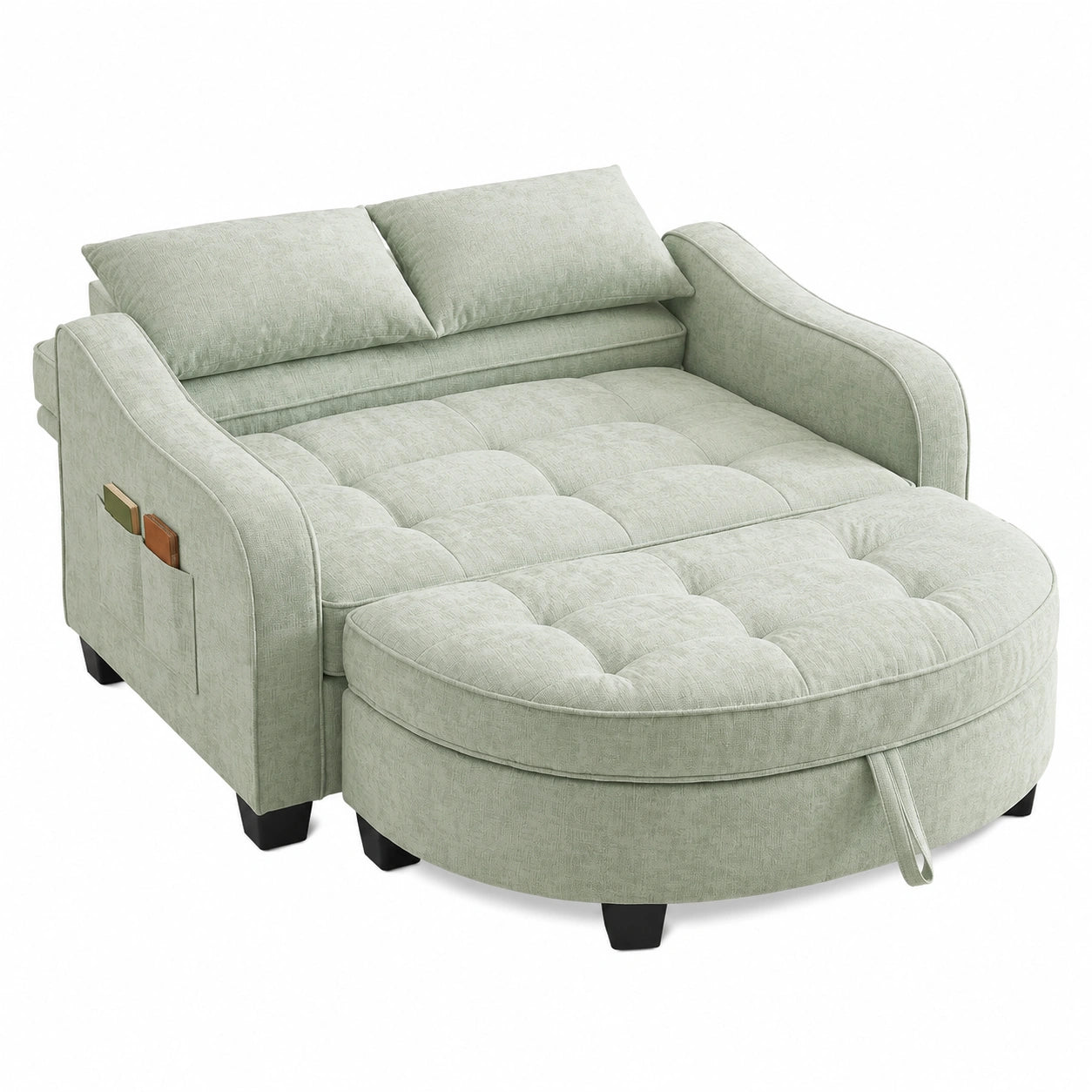 Kompaktes Schlafsofa mit Stauraum und Kissen, 132x129x93 cm, ideal für kleine Räume und Schlafzimmer, Farbe: Cyan