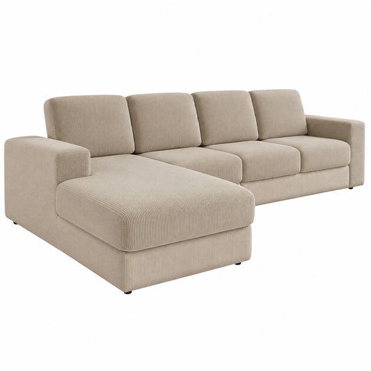 Stretchbarer Sofakissenbezug – Rutschfest und Waschbar, Universelle Abdeckung für Couch, Langlebig und Pflegeleicht (Hellbraun, Chaiselongue)