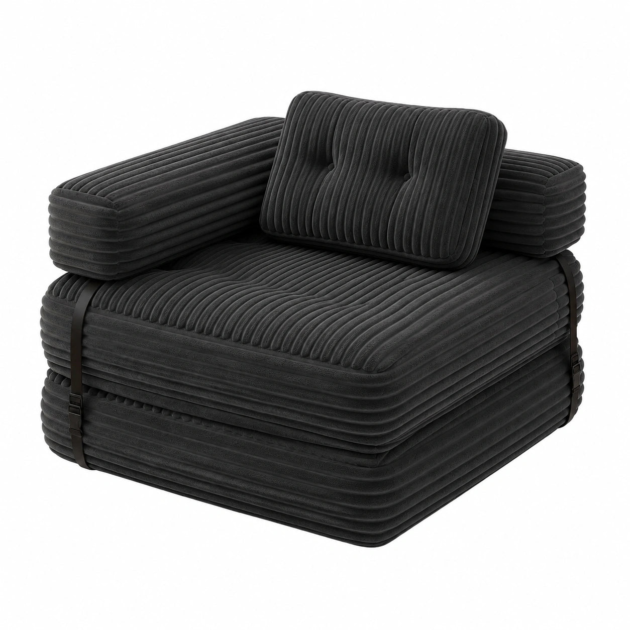 Kompaktes Schlafsofa mit verstellbarer Kopfstütze, Klappmatratze aus Cordstoff, platzsparend für kleine Räume, Größe variabel von 85x85 cm bis 170x85 cm, dunkelgrau