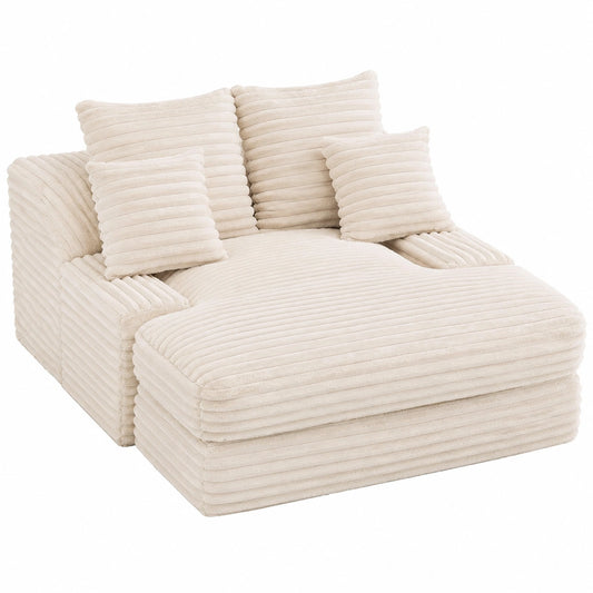 Modernes Schlafsofa aus Samtcord mit Kissen, platzsparend und multifunktional für Wohnzimmer und Apartments, beige