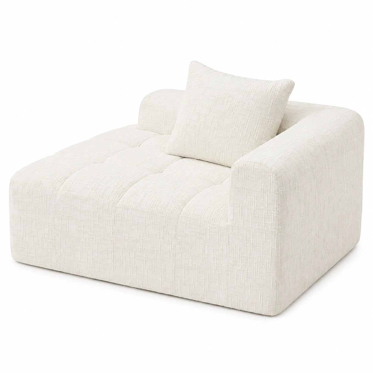 Komfortables Chaise-Longue-Sofa mit Kissen und Seitentaschen, keine Montage erforderlich, beige Wohnzimmermöbel