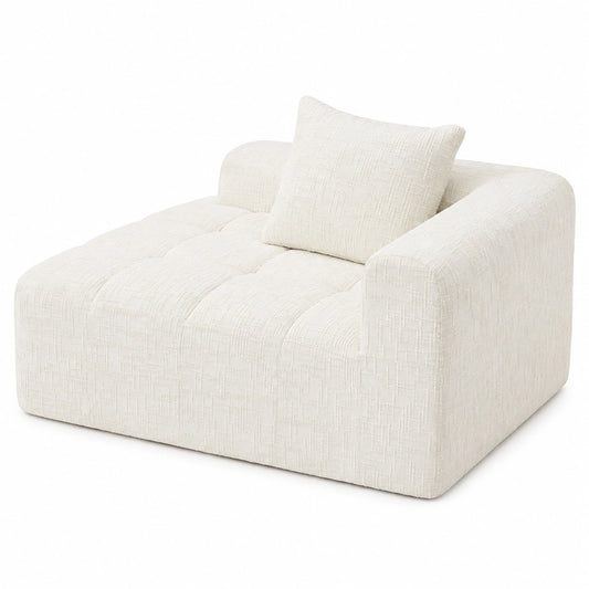 Komfortables Chaise-Longue-Sofa mit Kissen und Seitentaschen, keine Montage erforderlich, beige Wohnzimmermöbel