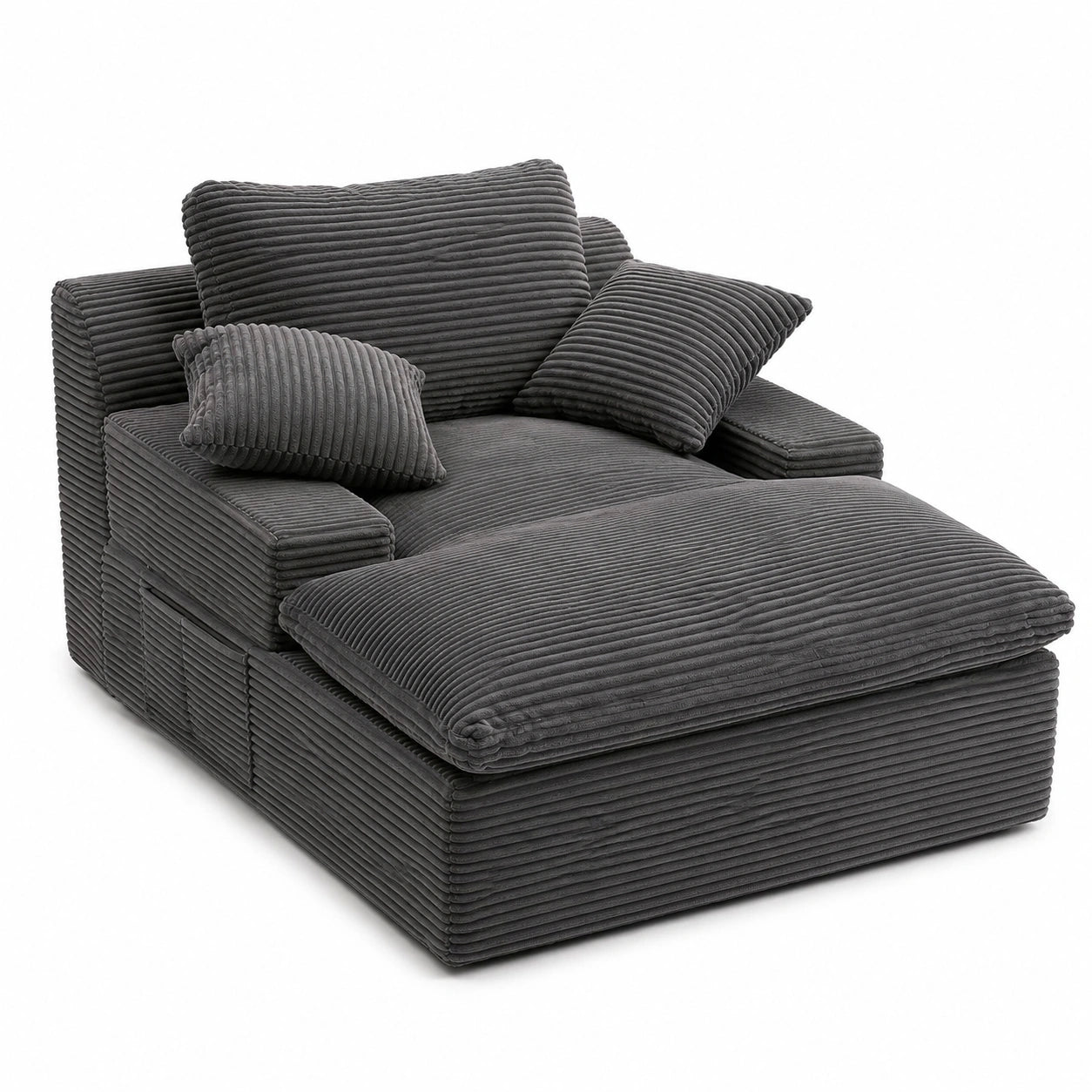 Platzsparendes 160 cm Loungesofa mit Schlaffunktion, Grau, Sofortgebrauch ohne Montage
