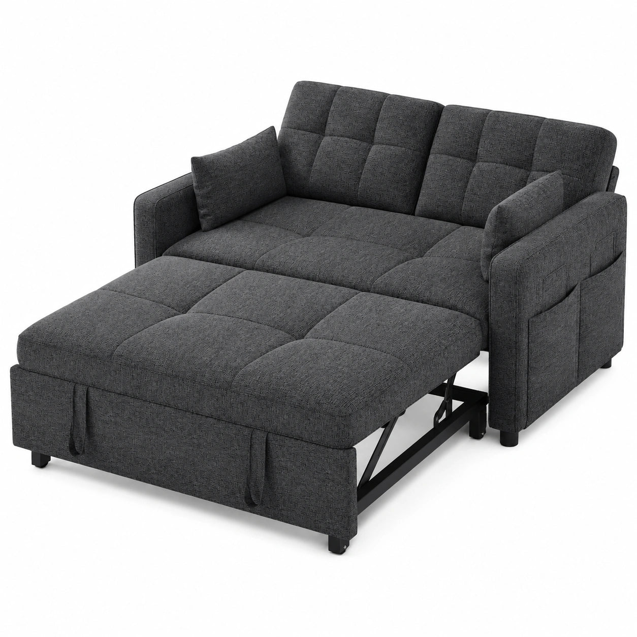 YITAHOME 3-in-1 Schlafsofa mit Verstellbarer Rückenlehne und Kissen, Kompaktes Gästebett, Grau