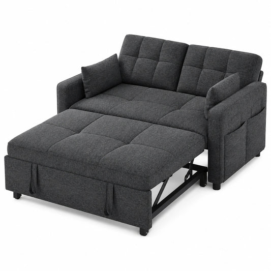 YITAHOME 3-in-1 Schlafsofa mit Verstellbarer Rückenlehne und Kissen, Kompaktes Gästebett, Grau