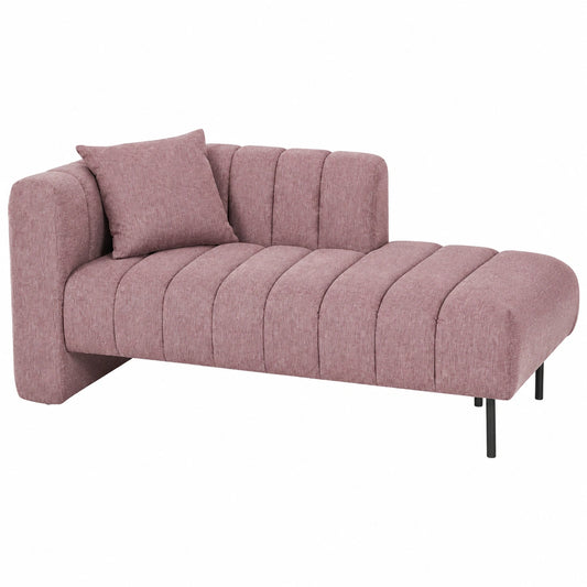 Moderne grüne Samt-Chaiselongue mit schwarzen Metallbeinen und Kissen