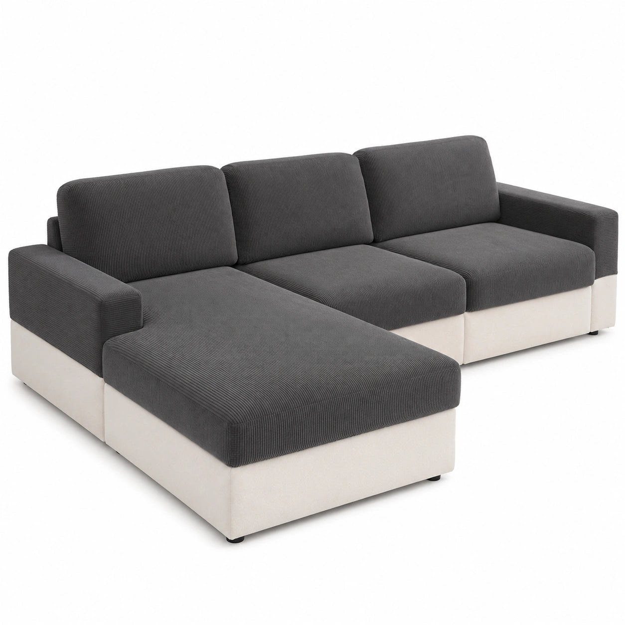 Dehnbare Sofabezüge Set - Rutschfest und Waschbar, Passend für Couch und Chaiselongue, Robustes Material (Dunkelgrau)