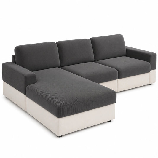 Dehnbare Sofabezüge Set - Rutschfest und Waschbar, Passend für Couch und Chaiselongue, Robustes Material (Dunkelgrau)