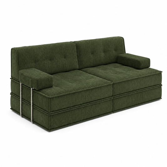 Modulares Schlafsofa 4-Sitzer, klappbare Matratze 200x160cm, bequemer Loveseat ohne Federkern