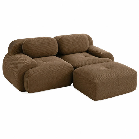 Hochwertiges Ecksofa in L-Form mit Chaiselongue, 2-Sitzer, extra tiefer Sitz und breite Armlehnen, Braun